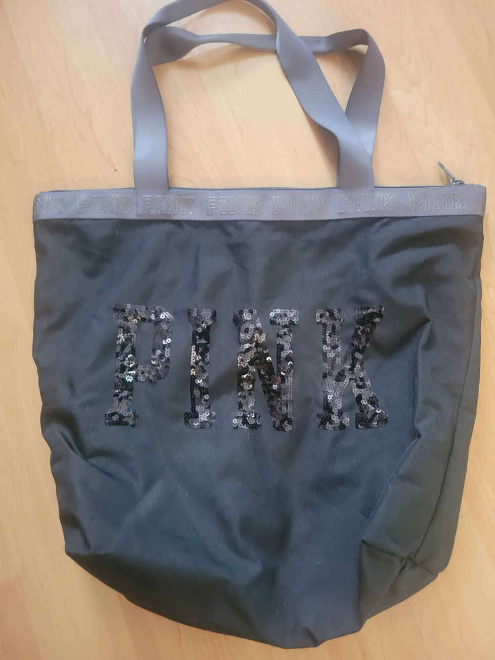 PINK Victoria's Secret Black Sequin Logo Tote